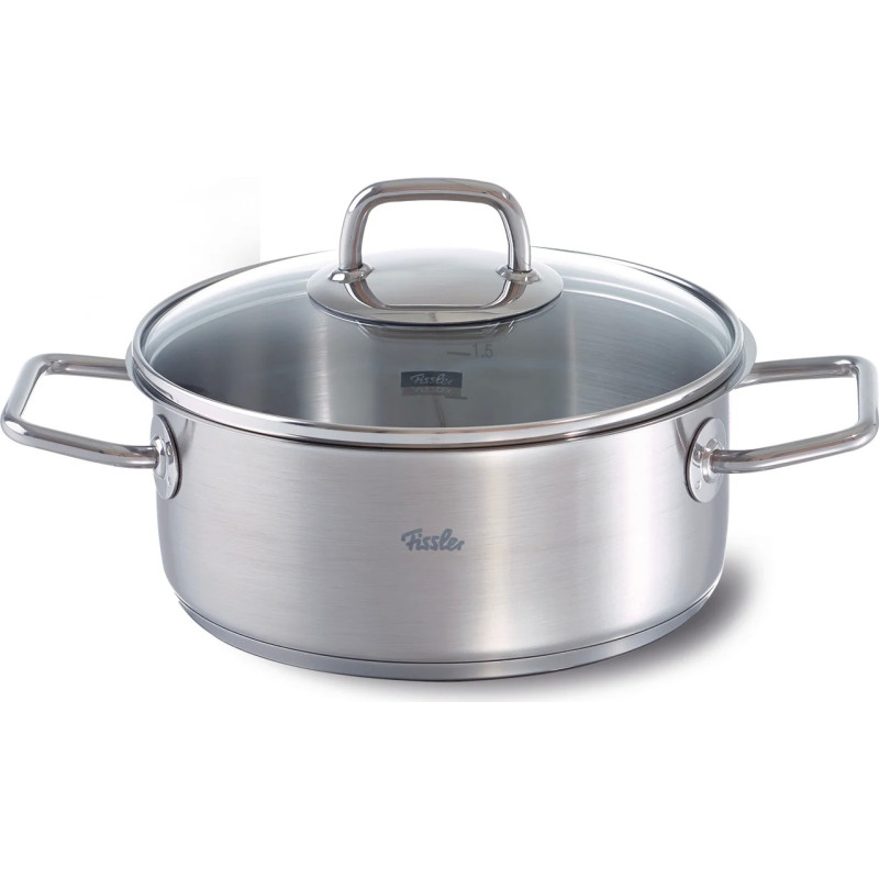 FISSLER VISEO  inox niski lonac sa staklenim poklopcima, 20 cm, 2.40 litra, i za INDUKCIJU, 084-127-20-001/0
