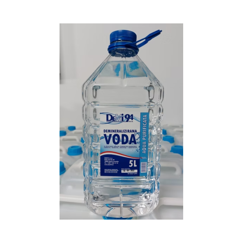 DEMI DEMINERALIZIRANA VODA, PAKIRANJE 5 litara