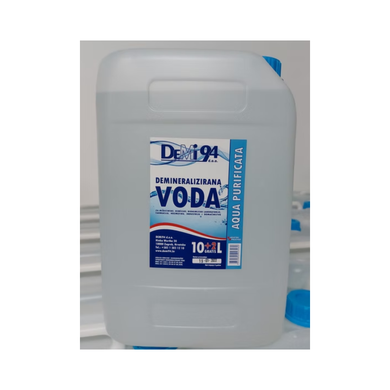 DEMI DEMINERALIZIRANA VODA, PAKIRANJE 10 litara, kanistar
