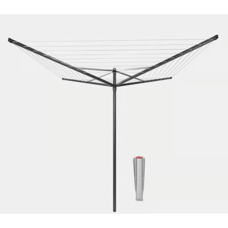 BRABANTIA 290343 vanjsko sušilo za rublje, 50 m kapacitet, antracit + metalni šiljak za čvrsto postavljanje