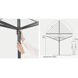 BRABANTIA 290343 vanjsko sušilo za rublje, 50 m kapacitet, antracit + metalni šiljak za čvrsto postavljanje