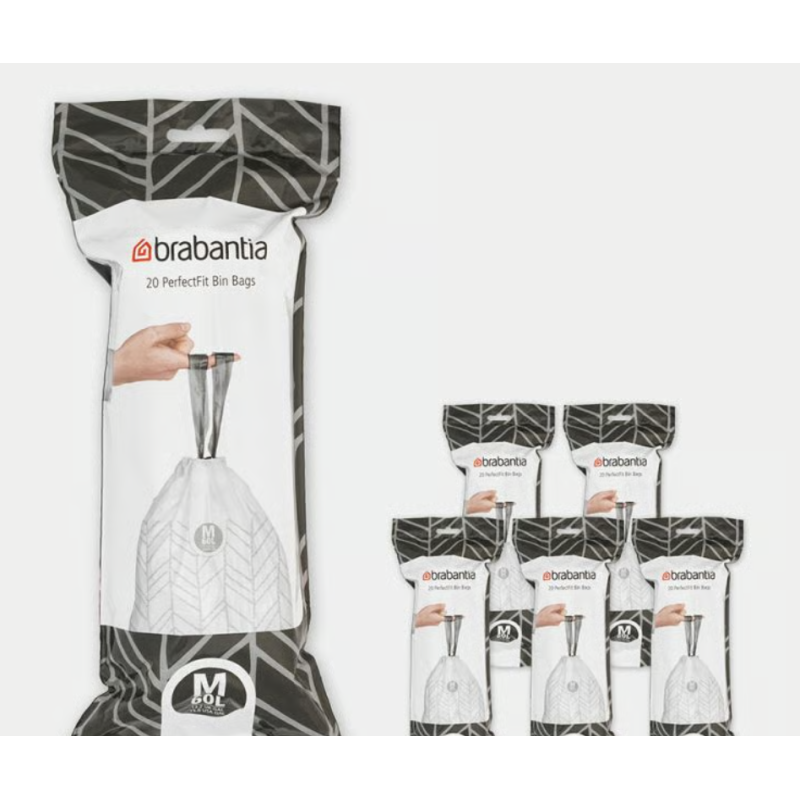 BRABANTIA 138867 multipack vrećice oznaka M, za kante od 60 litara, 120 komada ( 6 x 20 )