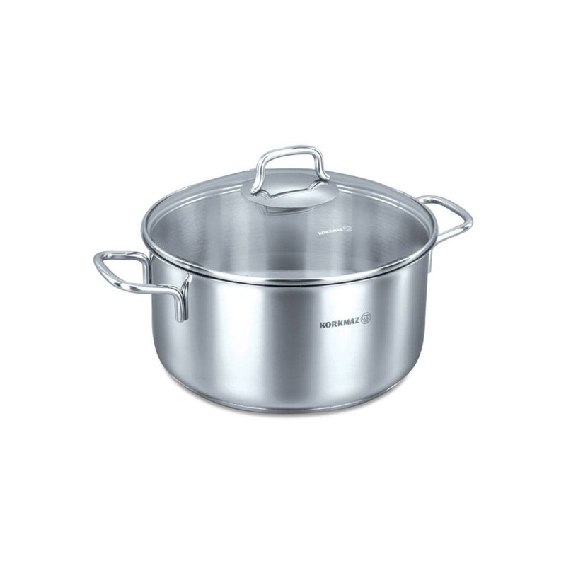 KORKMAZ Perla, A1657 , inox lonac sa staklenim poklopcem, 5 litara, i za INDUKCIJU