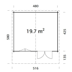 PALMAKO BRITTA  drvena vrtna kućica, 19,7 m2, bijelo ili sivo ili smeđe natopljeno