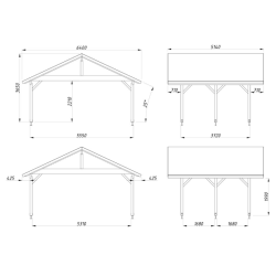 PALMAKO ROBERT drvena nadstrešnica za 2 auta ili kao za zaštićeni odmor ,20,6 m2, natopljeno bijelo, smeđe ili sivo