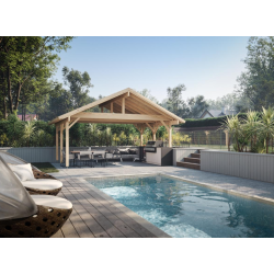 PALMAKO ROBERT drvena nadstrešnica za 2 auta ili kao za zaštićeni odmor ,20,6 m2, natopljeno bijelo, smeđe ili sivo