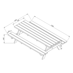 PALMAKO RUBY 24 drveni stol + klupe za sjedenje , 239 cm dužine