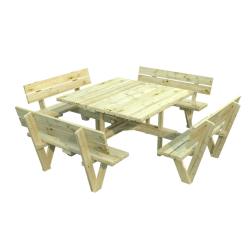 PALMAKO ARTHUR drveni stol + drvene klupe okolo, 274 x 274 cm