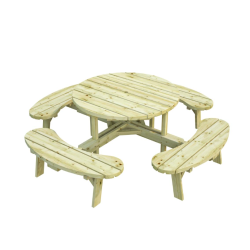 PALMAKO OSCAR drveni stol + drvene klupe okolo, 231 x 231 cm