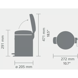 BRABANTIA 112065 Pedal Bin Newicon, 5 litara, kanta za otpad, bijela