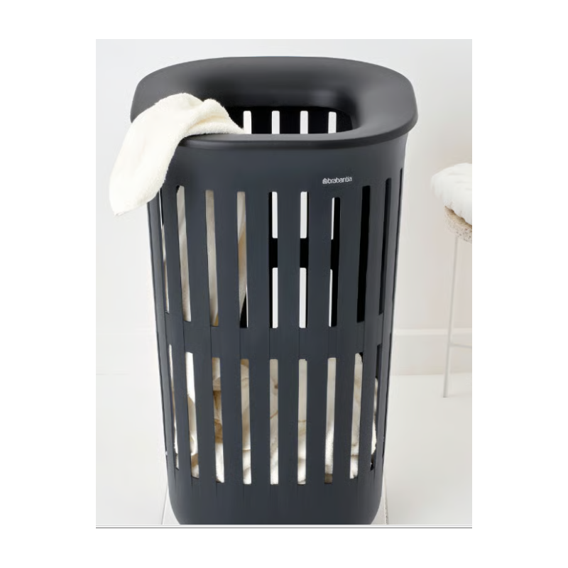 BRABANTIA 244667 Collect-it košara za prenošenje i prikupljanje rublja, 55 litara, crna