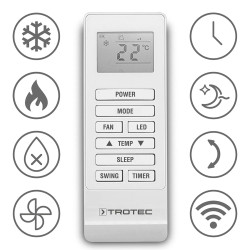 TROTEC PAC-W 2650 SH zidni klimni uređaj s funkcijom hlađenja i grijanja, WiFi-jem, do 34 m2