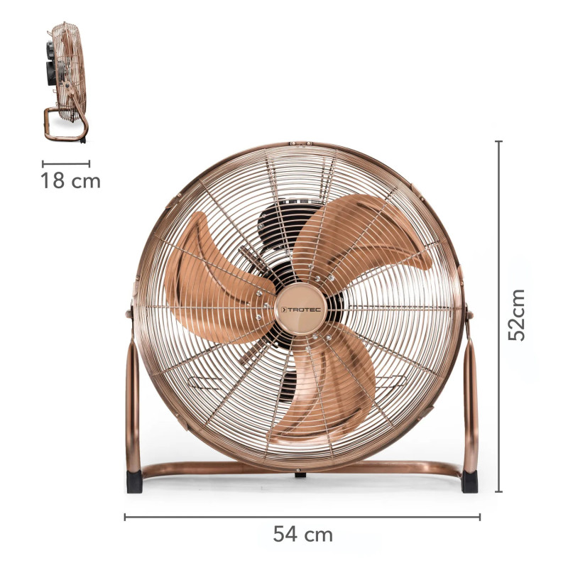 TROTEC TVM 17, podni ventilator, crni, promjer 43 cm, bakrena boja