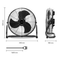 TROTEC TVM 19, podni ventilator, crni, promjer 43 cm