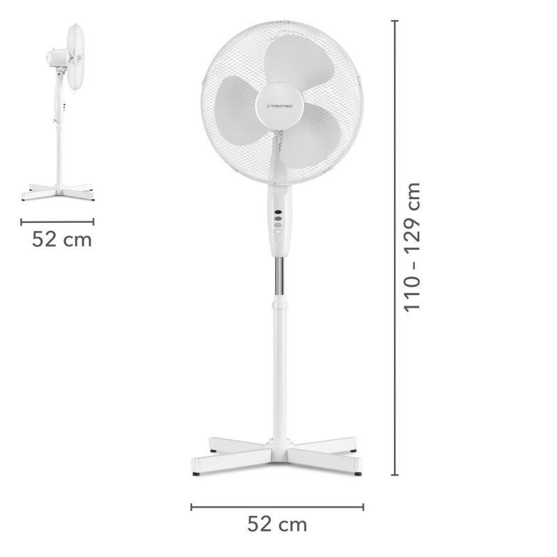 TROTEC TVE 16 , stajaći ventilator s 90° oscilacijom, bijeli, promjer 40 cm