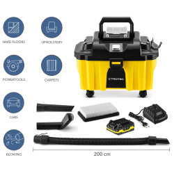 TROTEC VC 15-20V bežični usisavač sa baterijom i punjačem, usis . max.  2700, 10000 ml prašine/ ml,