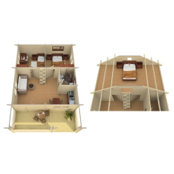 VALWOOD Europa drvena kuća 75.50 m2 , dvije etaže, 70 mm