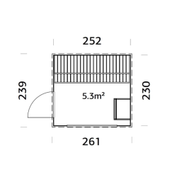 PALMAKO GRACE drvena sauna sa aluminijskim vratima i prozorom , 5,30 m2, prirodno neobrađeno drvo