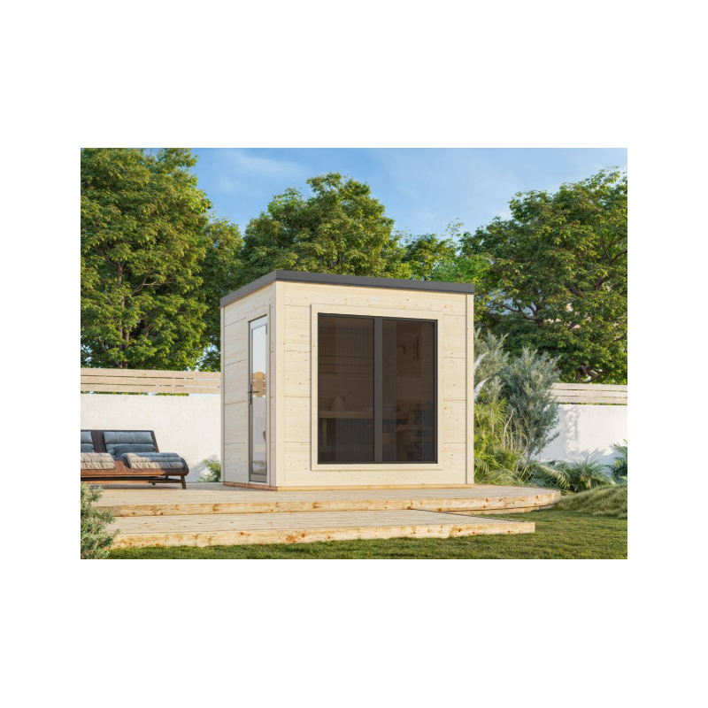 PALMAKO GRACE drvena sauna sa aluminijskim vratima i prozorom , 5,30 m2, prirodno neobrađeno drvo