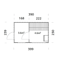 PALMAKO GRACE drvena sauna sa aluminijskim vratima i prozorom , 8.20 m2, prirodno neobrađeno drvo