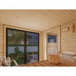 PALMAKO GRACE drvena sauna sa aluminijskim vratima i prozorom , 8.20 m2, prirodno neobrađeno drvo