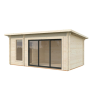 PALMAKO SANNA drvena sauna sa aluminijskim kliznim vratima , 12.80 m2, prirodno neobrađeno drvo0