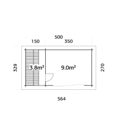 PALMAKO SANNA drvena sauna sa aluminijskim kliznim vratima , 12.80 m2, prirodno neobrađeno drvo0