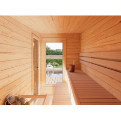 PALMAKO SANNA drvena sauna sa aluminijskim kliznim vratima , 12.80 m2, prirodno neobrađeno drvo0