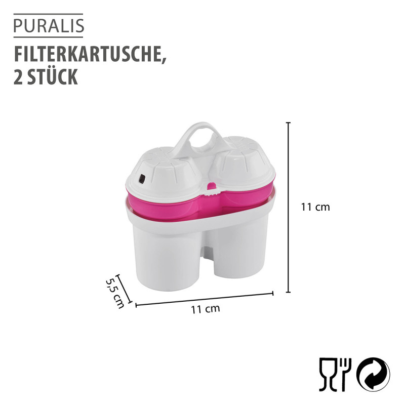 GEFU 16601 PURALIS  filteri zastakleni vrč za filtraciju vode, 2 komada