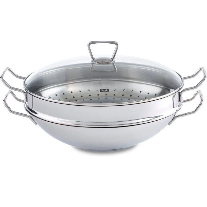 FISSLER  Nanjing wok sa staklenim poklopcem i umetkom za pripremu na pari, 36 cm, 006-833-35-001/0