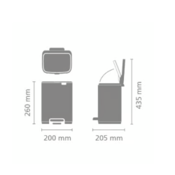 BRABANTIA 237805 Bo Pedal Bin, kanta za otpad, 4 litre, matt crna