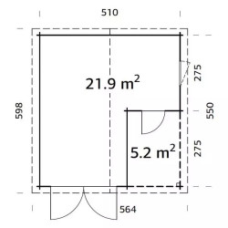 PALMAKO ROGER drvena garaža , 21,9 m2 + 5,2 m2