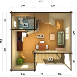 PALMAKO EMILY 70 drvena vrtna kućica, 40,1 m2, terasa 5,2 m2