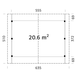 PALMAKO ROBERT drvena garaža/nadstrešnica za dva auta ili u dvorištu/vrtu , 20.60 m2