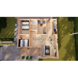 SODO WENDY 68 Premium, drvena kuća 9.70 x 9.80 m, 72.90 m2 + 13.70 m2 terase