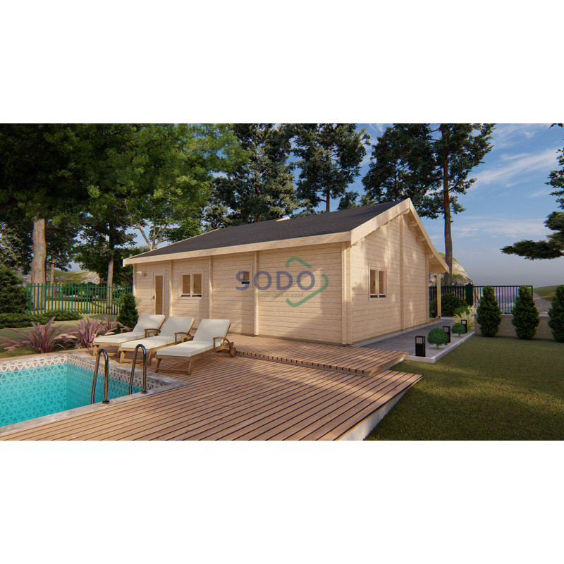 SODO WENDY 68 Premium, drvena kuća 9.70 x 9.80 m, 72.90 m2 + 13.70 m2 terase