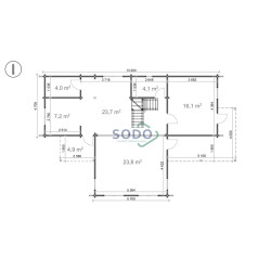 SODO PORTO 68 Premium, drvena kuća 9,20 x 13.20 m, 131.80 m2 + 17.40 m2 terasa