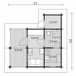 PALMATIN SIIM Premium, drvena kuća sa saunom, 15.90 m2 + 6.90 m2 terasa