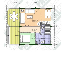 PALMATIN PUHKUS Premium, drvena kuća sa saunom, 72.70 m2 + 16.10 m2 terasa