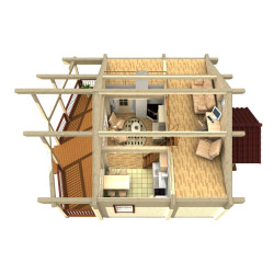 PALMATIN SINILILL  Premium, drvena kuća sa saunom, 58.70 m2 + 25.20 m2 terasa