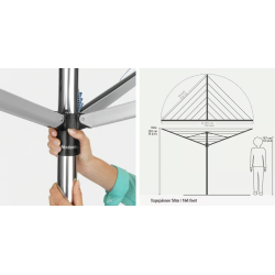 BRABANTIA 310829 vanjsko sušilo za rublje, 50 m kapacitet, metalik siva + Cover ( za spremanje sušila )