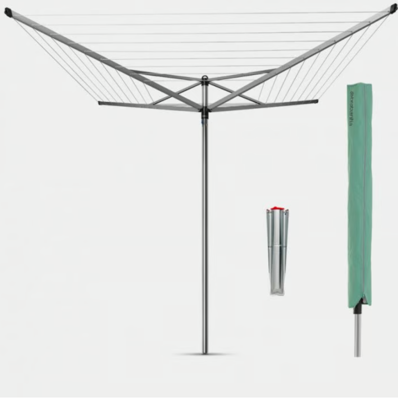 BRABANTIA 310829 vanjsko sušilo za rublje, 50 m kapacitet, metalik siva + Cover ( za spremanje sušila )