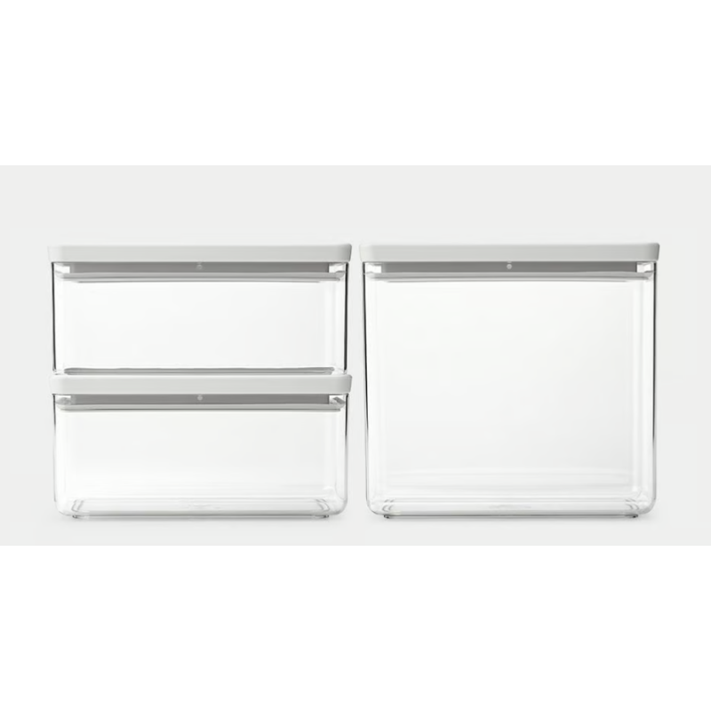 BRABANTIA 230806 set posuda za spremanje 2 x 1.5 + 1 x 3.5 litre, svijetlo sive