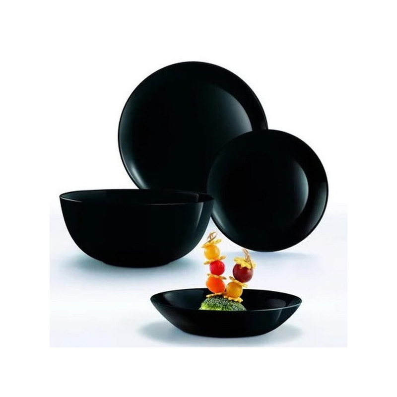 LUMINARC DIWALI BLACK set tanjura za jelo 19/1