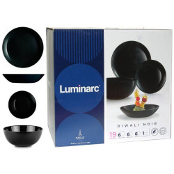 LUMINARC DIWALI BLACK set tanjura za jelo 19/1