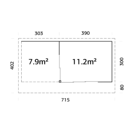 PALMAKO ANDREA SLIDE 44  drvena kućica/kabina , 11.20 + 7.90 m2