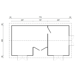 PALMAKO ANNA 70 drvena vrtna kućica, 26,8 m2, terasa 1,90 m2, 400 x 770 cm