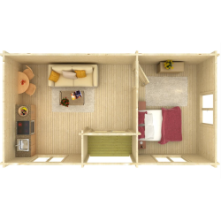 PALMAKO ANNA 70 drvena vrtna kućica, 26,8 m2, terasa 1,90 m2, 400 x 770 cm