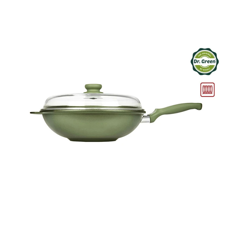 RISOLI DR. GREEN WOK tava sa poklopcem u kojoj se ne lijepi , promjer 32 cm, zdravo kuhanje