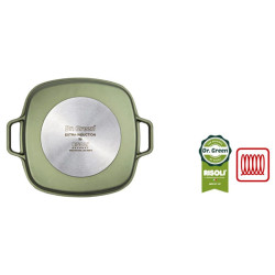 RISOLI DR. GREEN WAPORGRILL niski lonac sa poklopcem ,  26 X 26 cm, zdravo kuhanje, i za INDUKCIJU